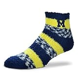 For Bare Feet NCAA RMC Pro Stripe Fuzzy Sleep Socks-One Size Fits Most-Michigan Wolverines
