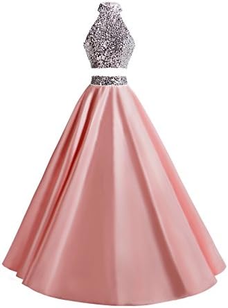 KYD Women's Two Piece Prom Dress Sequined Long Party Gowns Evening Dresses