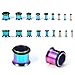 BodyJ4You 18PC Ear Stretching Kit Tunnels - 14G-00G Beginner Gauges - Single Flare Flesh Saddle Expanders - Hypoallergenic Rainbow Steel - Women Men Unisex