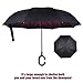 Glamore Umbrella, Reverse Umbrella, Creative Double Layer Hands Free Inverted Umbrella Straight Waterproof Inside Out Travel Umbrella Red-Black