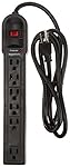 AmazonBasics 6-Outlet Surge Protector Power Strip, 790 Joule - Black