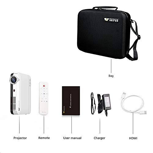 WOWOTO H10 Video Projector Smart Android 6.0 2GB RAM/8GB ROM 3D DLP Projector Support 4K 1080P with Keystone Correction HDMI WiFi Bluetooth Portable Projector with Carrying Case