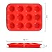 Silicone Muffin Pan, SySrion 12 Cup Premium Cupcakes Baking Pan, Non-stick, BPA Free Food Grade Silicone Mold Material - Dishwasher - Heat Resistant Tins up to 450¡ãF - Microwave Safe - Red