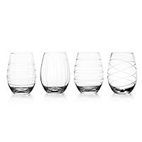 Fifth Avenue Crystal Medallion Stemless Wine Goblets, Set of 4