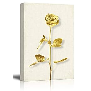 3D Effect Gold Rose on Rustic Texture Background