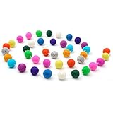 Glaciart One Pom Pom Garland - Wool Felt Ball Garland - 12 Feet, 40 Balls, 13 Rainbow Colors, Pom Pom Decorations, Circus, Nursery Decor, Bunting, Birthday Party Decorations, Carnival, Photo Prop