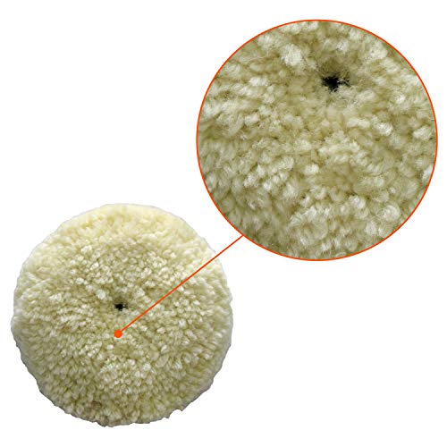 Polishing Pad Buffing Pads Kit 4PCS 4inch 100% Natural Wool Hook & Loop Grip Buffing Pad for Compound Cutting & Polishing for Car Polishing Motorcycle Machine Refrigerator Furniture Cabinets etc