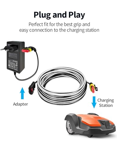 5 Metre Charging Cable for Transformer Power Supply and Charging Station, Compatible with Husqvarna Automower 320 330x 2013-2015, 105 305 310 315X 405X 415X 420 430X 2015+, for Gardena 2016+ Robotic Lawnmower, 5M