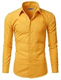 Doublju Mens Long Sleeve Basic Slim Fit Button Down Collared Dress Shirt