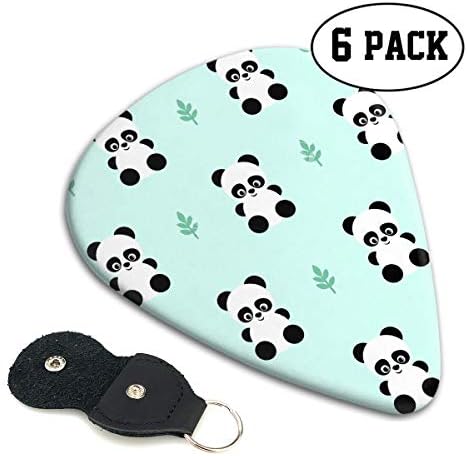 Colby Keats Guitar Picks Plectrums Panda with Leaf Classic Electric Celluloid Acoustic for Bass Mandolin Ukulele 6 Pack 3 Sizes 142