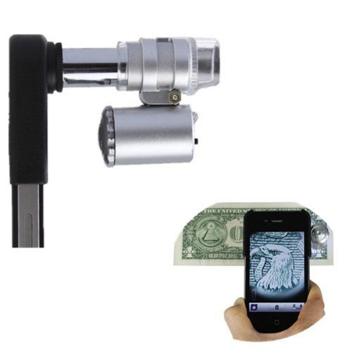 BrainyDeal Portable 60X Zoom Microscope Camera Lens for iPhone 4/4S with LED Light