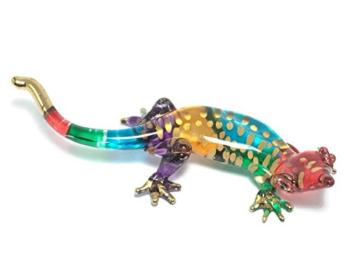 BUGBEAR LIZARD GECKO HAND BLOWN CLEAR GLASS ART GECKO FIGURINE ANIMALS GLASS BLOWN FBM