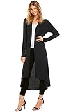 SimpleFun Women's Fall Winter Long Sleeve Waterfall Open Front Long Plus Size Cardigan (XXL, Black)