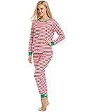 Avidlove Womens Fitted Stripe Winter Pajama Set Cotton Pjs Long Sleeve Lounge Sleepwear