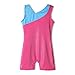 HOZIY Gymnastics Leotard for Girls With Shorts Size 6-7 Years Old Shiny Blue Stripe Pink