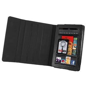 MiniSuit Leather Case Cover Vintage Executive Folio Multi-Angle Stand Accessory for Amazon Kindle Fire - Black