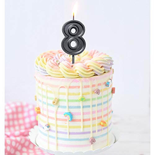 URAQT Birthday Candles Numbers, Black Glitter Birthday Numeral Candles for Birthdays, Weddings, Reunions, Theme Party, Number 2 - Thumbnail 2