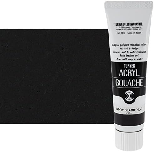 Turner Colour Works Acryl Gouache Artist Acrylic Paint - Single 40 ml Tube - Ivory Black Hue