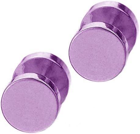 Joybeauti Unisex 12mm Stainless Steel Cheater Fake Ear Plugs Gauges Illusion Tunnel Screw Stud Earrings Pack of 1 Pair (Purple)