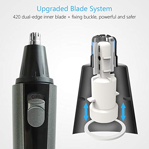SUPRENT Men's Nose & Ear Hair Trimmer, Wet/Dry Nose Hair Clipper for Businessmen with Duck and LED Light, Waterproof Stainless Steel Rotation Blade, 1 AA Battery-Include (Gray) - Thumbnail 2