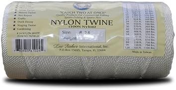 (2 Pack) 100% Nylon twisted heavy duty white twine 1 lb spool in various sizes #6, #7, #9, #12, #15, #18, #21, #24, #30, #36, #42, #48, #60, #72, #84, #96, #120, 1 lb white (#07)