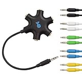 Cable Matters Black 5-Way Headphone Splitter with 5-Pack Audio Cables