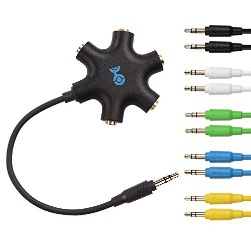 Cable matters black 5-way headphone splitter with 5-pac…