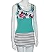 TOOPOOT Women Floral Print Lace Patchwork Tank Ladies Stripe T-shirts (XL, green)
