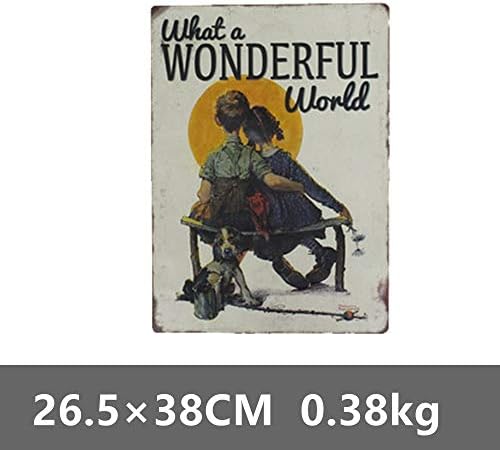 xiaozeze What A Wonderful World Metal Tin Sign Retro Gift Irregular Wall Plaque Painting Home Pub Party Shop Decor L17