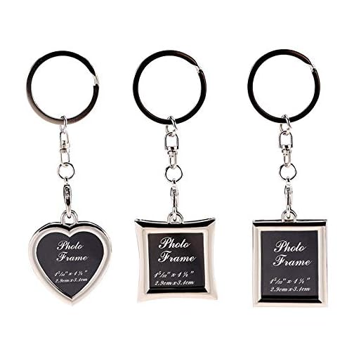 Linble Photo Frame Keychain Set - 3PCs Stainless Steel Blank Picture Frame Key chains and keyring, Personalized DIY Souvenir Gift