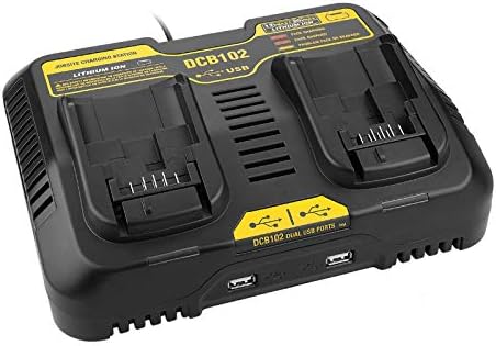 HJJH Lithium-Ion Battery Charger, Universal Battery Charger, 10.8V-20V Dual USB Lithium-Ion Universal Charger for Rechargeable Batteries DCB120 / DCB203 / DCB200