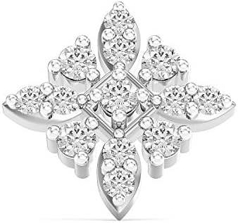 Myzevar Cubic Zirconia 18K White Gold Plated Sterling Silver Nose Pin