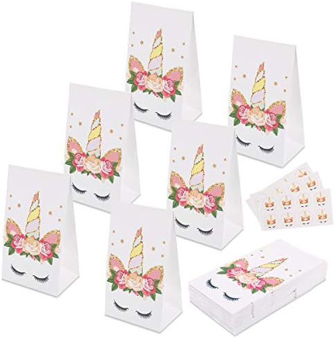 aresmer Unicorn Party Bags Party Favor Bags for Kids Unicorn Themed Party, Pack of 24