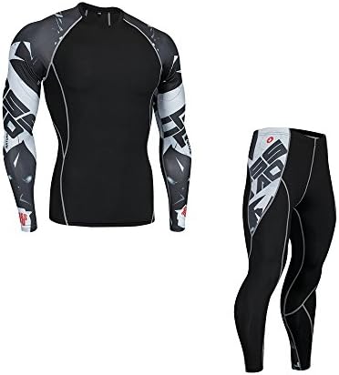 Men’s Compression Long Leggings - Base Layer Tights for Workouts, Running, Cycling, Sports, Training, Weightlifting Short Sleeve Compression Workout Baselayer Shapewear (Large, White)