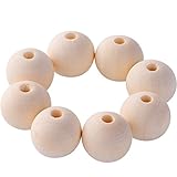 Sumind 50 Pieces 20 mm Wooden Beads Natural Wood Round Spacer Beads Craft Loose Beads for DIY Handmade Decorations
