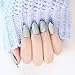 24pcs Noble Grey with Sliver Side False Nails Oval Short Full Cover Artificial Nails with Glue Sticker