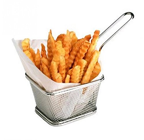 New Mini French Fry Basket Stainless Steel Fryer Basket Strainer Serving Food Presentation Chips Baskets