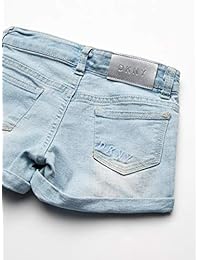 DKNY - Pantalón corto para niña (diseño vaquero con puños, para reparación y rotura)