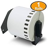BETCKEY - 1 Rolls Compatible Brother DK-2205 62mm x 30.48m(2-3/7" x 100') Continuous Length Paper Tape Labels With Refillable Cartridge