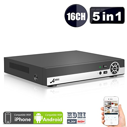 (3 in 1)ANRAN 16CH Security DVR 1080N AHD NVR HD Digital Video Recorder for CCTV Security Camera System Suport Mobile Phone Monitoring,Motion Detection,Real time Recording ,No HDD