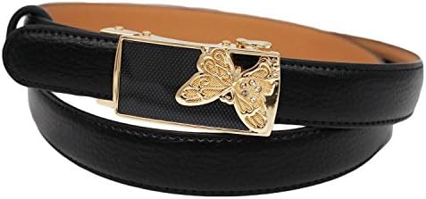 Soft Direct Women's Leather Belt Sliding Buckle 24mm Ratchet Belt Style 5 Black