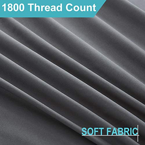 COHOME Queen Bed Sheets Set 4 Piece, Microfiber 1800 Thread Count Luxury Egyptian Sheets-Stain Wrinkle Fade Resistant, Hypoallergenic 16 inch Deep Pocket Bedding Set (Dark Grey)