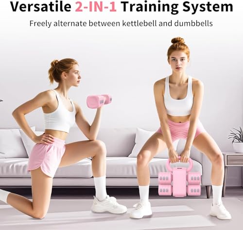 2-in-1 Adjustable Dumbbell Set, 4-Level Weight Dumbbell Set, Suitable for Women and Men, Each Piece 2.2/3.3/4.4/5 lbs Hand Weight with Kettlebell Form, Ideal for Home Gym Workouts