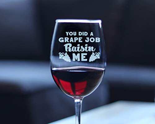Grape Job Raisin Me | Wine Glass with Stem for Mom | Cute Funny Wine Gift Idea | Unique Personalized Glasses for Mother's Day or Birthday - Thumbnail 3