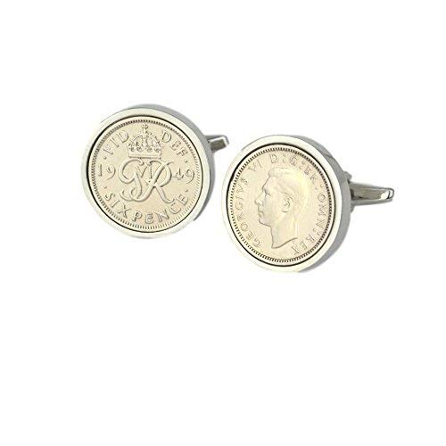 Polished Sixpence Cufflinks | 1949 Anniversary 1949 Coins 77th Birthday