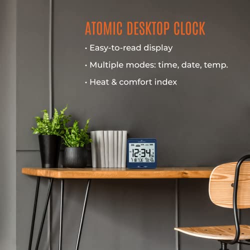 Marathon Atomic Desk Clock, Blue EasytoRead 5.2” Display with