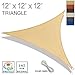SUNNY GUARD Sun Shade Sail 12'x12'x12' Triangle Sand UV Block Sunshade for Backyard Yard Deck Patio Garden Outdoor Activities and Facility(We Make Custom Size)