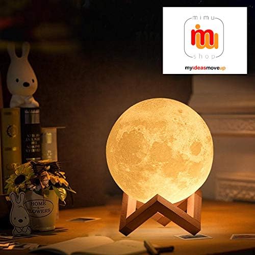 Mimu Shop™ 3D LED Touch Sensor Moon Lamp, Brightness Changeable, 16 cm, Multicolour, Big