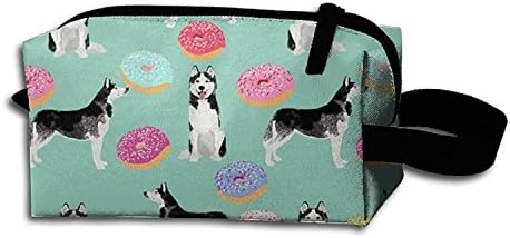Watching The Cooler Storage Bag Travel Bag Siberian Husky And Donuts Cosmetic Bag Portable Travel Makeup Bag