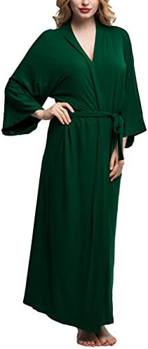 Womens Soft Long Kimono Robes Lightweight Full Length Knit Bathrobe With Pockets Ladies Casual Dressing Gown